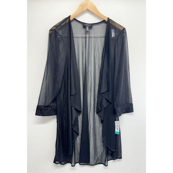 R&M‎ Richards Cardigan Size 16 Black 3/4 Sleeve Glitter Mesh NEW - Picture 5 of 10
